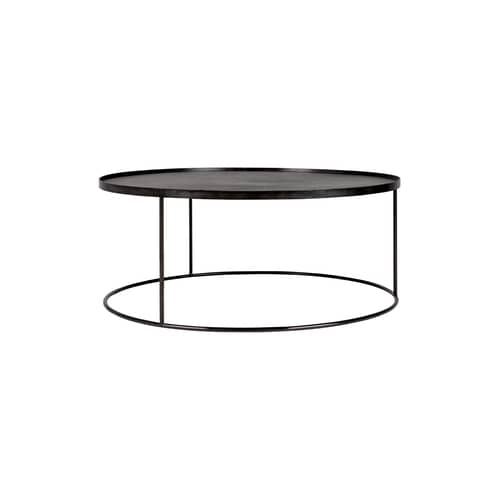 Couchtisch  holz schwarz / Ø 93 x H 38 cm - Ethnicraft - Schwarz - Gebeiztes Sperrholz, Metall