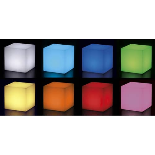 Lampe extérieur sans fil rechargeable Cubo LED RGB plastique blanc / Tabouret lumineux - Slide - 43 x 43 cm / Blanc - Polyéthylène recyclable