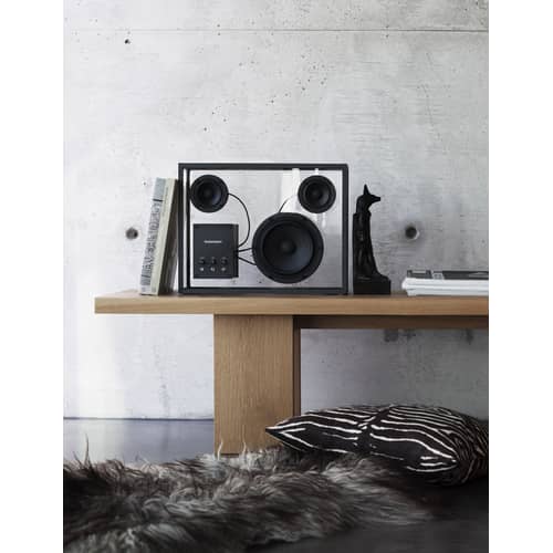 Enceinte Large verre noir transparent / L 42 x H 33 cm - Verre trempé - Transparent Speaker - Noir / Transparent - Aluminium, Verre trempé
