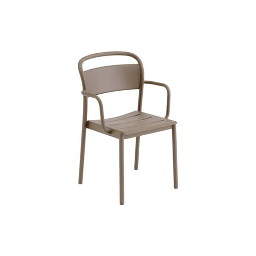 Fauteuil empilable Linear métal beige - Muuto - Taupe - Acier galvanisé thermolaqué