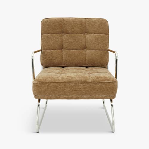 Fauteuil rembourré Aurore tissu marron - NV GALLERY - Camel - Fer chromé, Mousse haute densité, Tissu