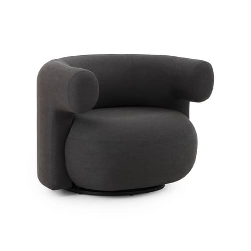 Fauteuil pivotant Burra Outdoor tissu marron - Normann Copenhagen - Marron (tissu Chestnut NAT 10102) - Acier, Bois certifié FSC, Mousse, Tissu outdoor