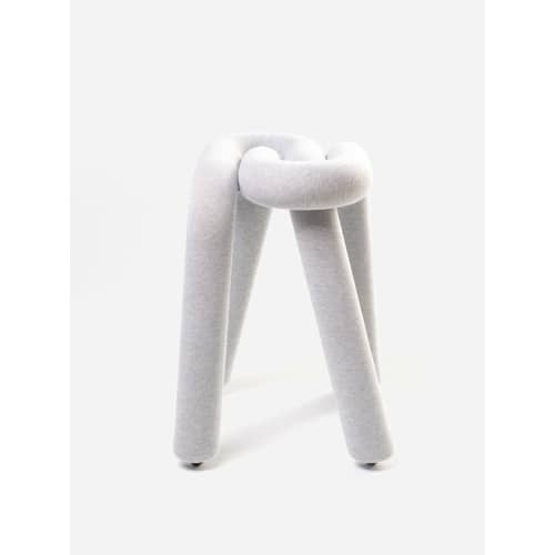 Gepolsterter Hocker Bold textil grau gepolstert / Stoff - Moustache - Hellgrau - Gewebe, Schaumstoff, Stahl
