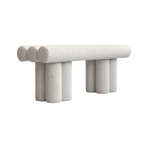 Gepolsterte Bank Hiro textil weiß / Sitzbank - L 120 cm - 101 COPENHAGEN - Gebrochen weiß (Schlingenpol Gewebe) - Gewebe, Metall, Schaumstoff