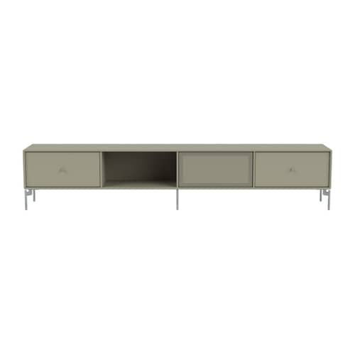 Meuble TV Octave VII bois gris / Avec pieds - L 183,6 x P 30 x H 36,6 cm - MONTANA - Fennel 144 - Acier, Acier perforé, MDF laqué