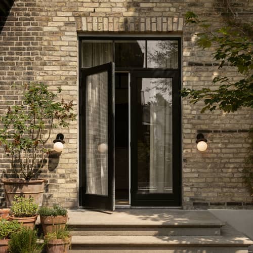 Applique d\'extérieur Liila OUTDOOR - NUURA - Noir / Blanc opalin - Mouth blown glass, Thermolacquered aluminium