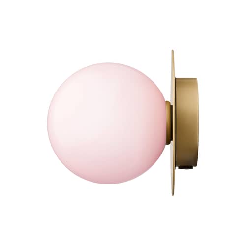 Applique salle de bains Liila 1 Medium / Plafonnier - Ø 14 cm - NUURA - Rose (verre lisse) / Doré - Aluminium, Verre soufflé bouche