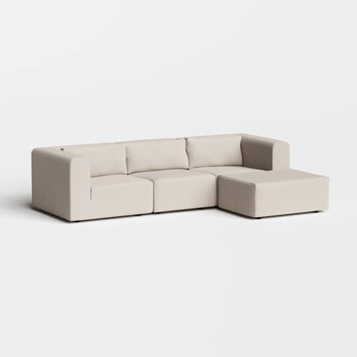 Pouf Bridge tissu beige / Canapé modulable - TIPTOE - Beige ivoire - Bois, Mousse, Tissu en laine