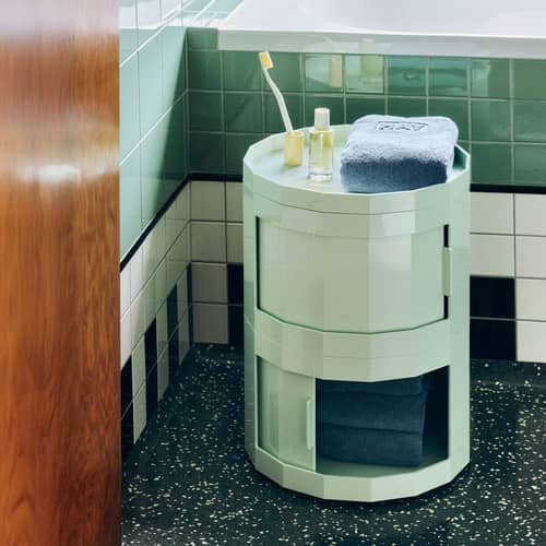 Rangement Facet Low / H 49 cm - 2 portes / Avec roulettes - Hay - Bleu Misty - ABS recyclé