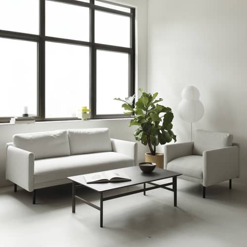 Sofa Rar textil weiß / 2-Sitzer - L 168,5 cm - Normann Copenhagen - Stoff Gebrochen weiß - Gewebe, Holz, PU-Schaum, Stahl