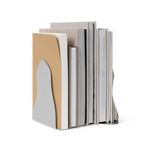 Set de 2 serre-livres Pond / métal finition miroir - Ferm Living - Poli miroir - Acier poli