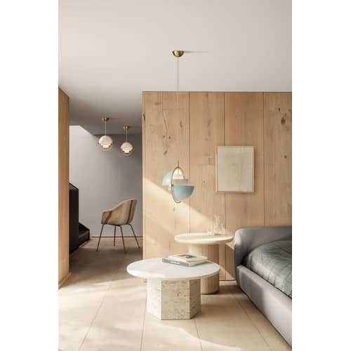Table basse Epic pierre blanc / Travertin - Ø 80 cm - Gubi - Blanc neutre / Ø 80 cm - Travertin