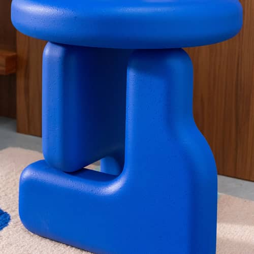 Table d\'appoint Plot bois bleu / Ø 40 x h 45 cm - & klevering - Bleu - Bois de tilleul massif
