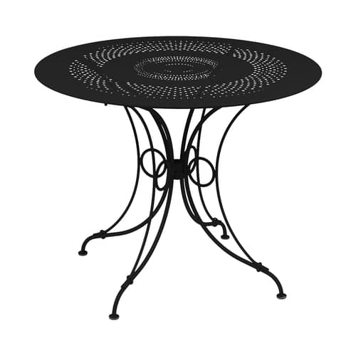 Table ronde 1900 / Ø 96 cm - Trou parasol / 5 personnes - Fermob - Réglisse - Acier