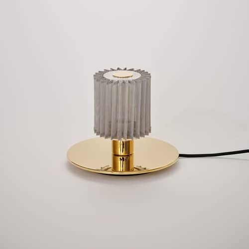 Tischleuchte In The Sun Table metall gold - DCW éditions - Sockel Gold / Mesh Silber - Aluminium, Glas, Messing, Stahl