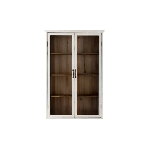 Rangement mural Hazem / L 81 x P 18 x H 122 cm - Bloomingville - Blanc patiné / Fond bois - Sapin, Verre trempé