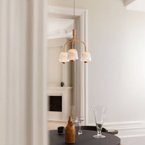Suspension Asteea 3 LED / Lustre triple - Ø 40 cm - NUURA - Laiton & transparent - Acrylic, Brass