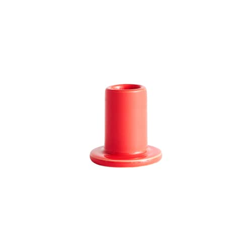Bougeoir Tube Small céramique rouge / H 5 cm - Hay - Rouge chaud - Faïence