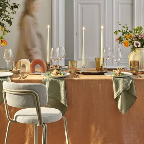 Bougie Bend cire orange / L 16,5 x H 14,5 cm - 2 mèches - BROSTE COPENHAGEN - Orange - Paraffine