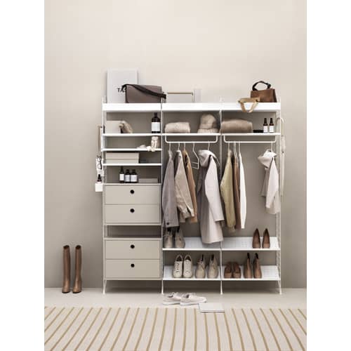Caisson / 2 tiroirs - L 78 x P 30 x H 42 cm - String Furniture - Beige - Acier inoxydable, MDF laqué