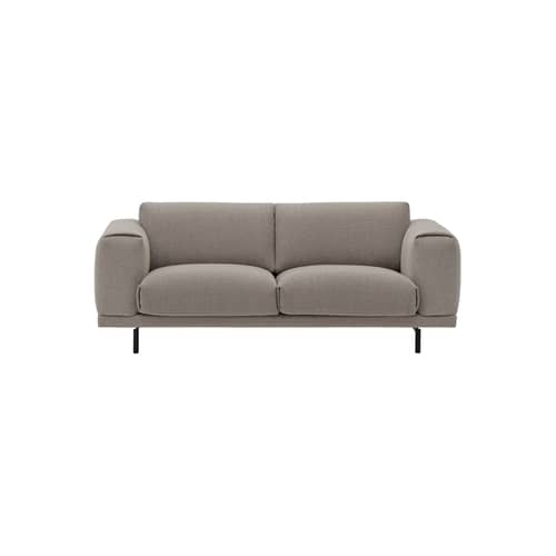 Canapé droit Rest tissu beige / 2 places - L 200 cm - Muuto - 2 places - L 200 cm -  Ouate, Contreplaqué, Mousse à froid, Tissu
