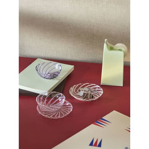 Set de 2 coupelles Spin verre - Hay - Transparent / Rayé rose - Verre borosilicaté