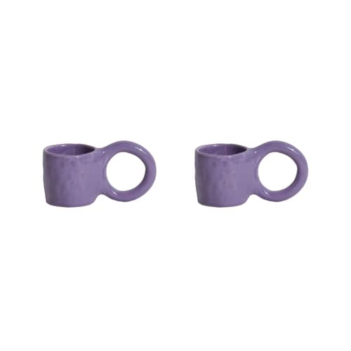 Espresso tazza Donut Small ceramica viola / Ø 6 x H 5,5 cm - Set di 2 - Petite Friture - Mirtillo - Maiolica smaltata