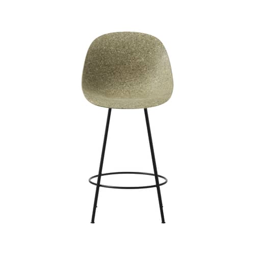 Hochstuhl Mat faser braun / H 65 cm - Meeresalge - Normann Copenhagen - Algen (dunkel) / Schwarze Füße - Seegras, thermolackierter Stahl