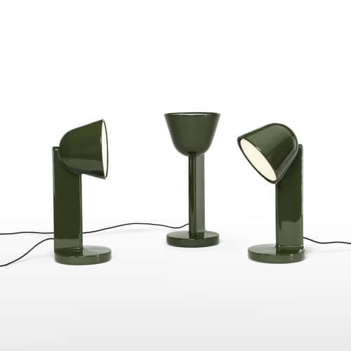 Lampe de table Céramique Down / Ronan Bouroullec - Fabriqué à la main - Flos - Vert mousse - Céramique