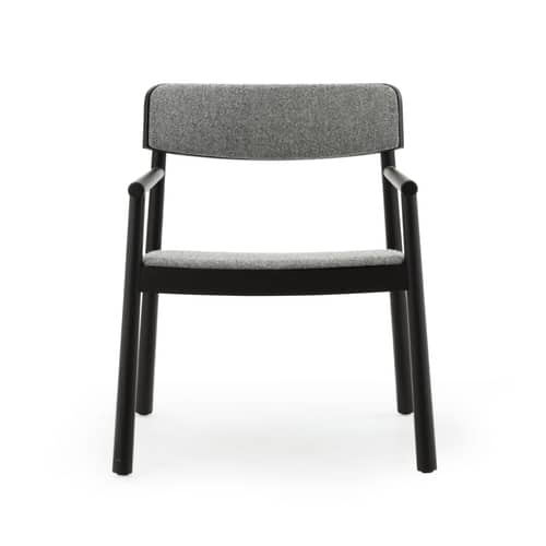 Niedriger Polstersessel Timb textil grau - Normann Copenhagen - Grauer Stoff (Hallingdal 166) / Schwarzesche - Esche massiv, Eschefurnier, Gewebe, Schaumstoff