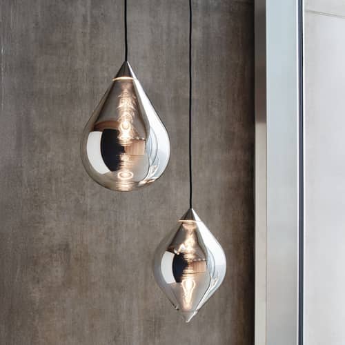 Flare Top LED Pendant glass silver - Tom Dixon - Top / Mirror Silver - Borosilicated glass