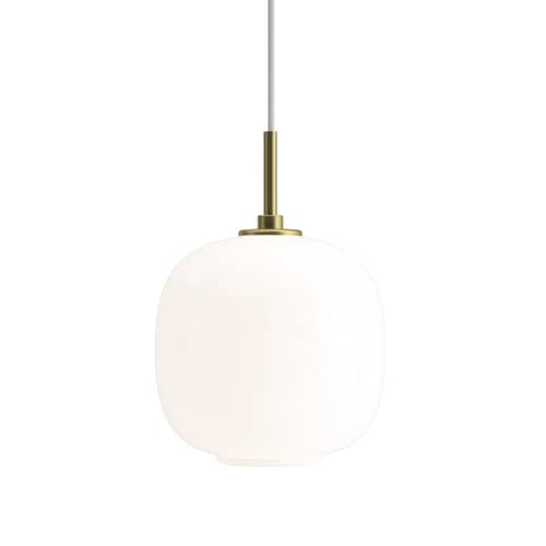 Pendelleuchte VL45 Radiohus glas weiß gold metall /  Ø 17,5 cm - Neuausgabe 1940 - Louis Poulsen - Weiß / Messing - Messing, mundgeblasenes Glas