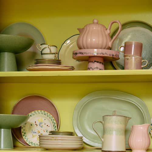 Plat de présentation 70s ceramics céramique rose / Ø 21 x H 9.5 cm - HK LIVING - Bubble - Grès émaillé