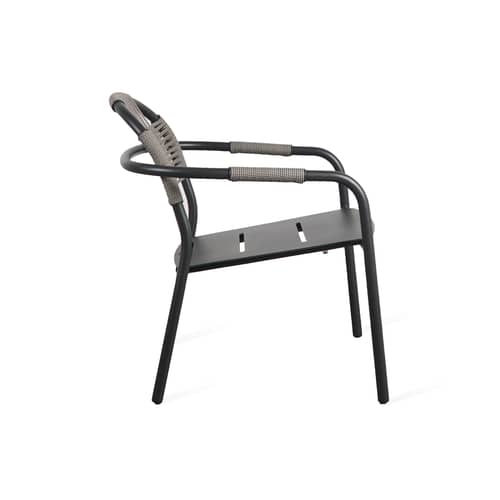 Poltroncina lounge impilabile Cleo materiale plastico grigio / Corda in polipropilene - Vincent Sheppard - Grigio fossile - Alluminio termolaccato, Corda in polipropilene