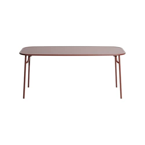 rechteckiger Tisch Week-end Medium metall rot / 180 x 85 cm - Aluminium / 6 Personen - Petite Friture - Braunrot - Aluminium