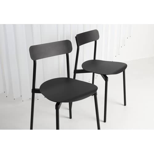 Sedia impilabile Fromme metallo nero / Alluminio - Petite Friture - Nero - Alluminio