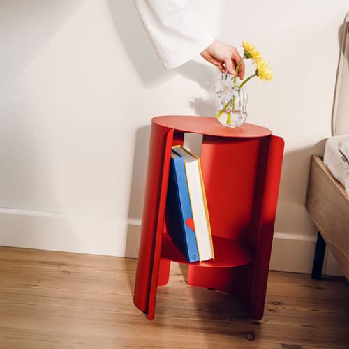 Table d\'appoint Wa métal rouge / Ø 32 x H 50 cm - NOO.MA - Rouge tomate - Acier thermolaqué