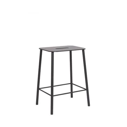 Tabouret Adam Outdoor métal noir / H 50 cm - Frama  - Noir - Acier laqué époxy