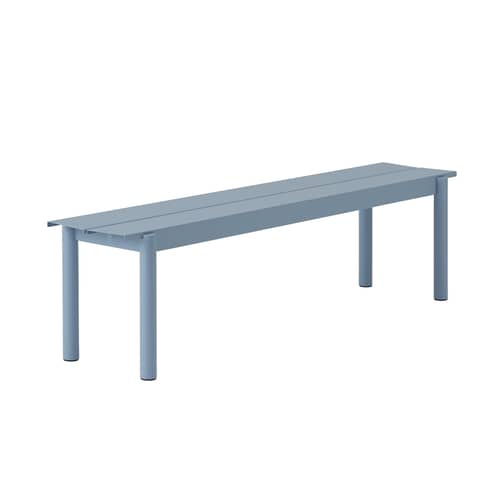 Banc Linear métal bleu / L 170 cm - Muuto - Bleu clair - Acier revêtement poudre, Aluzinc