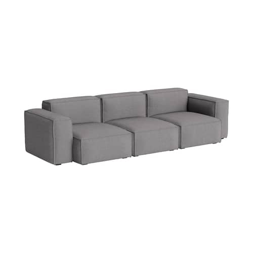 Canapé droit Mags Soft Low Armrest n°1 gris foncé / 3 places - L 278.5 cm - Hay - Gris foncé (tissu Hallingdal 166) - Contreplaqué, Mousse polyuréthane HR, Tissu