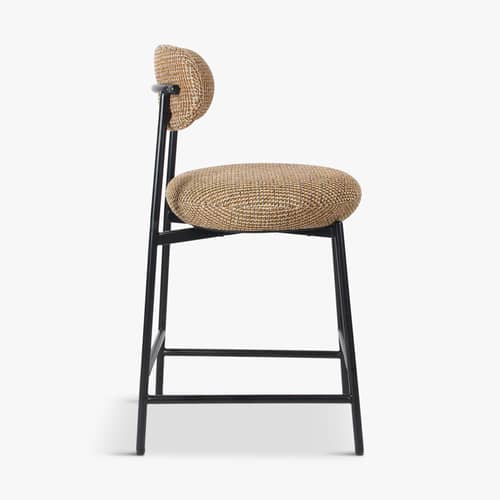 Chaise de bar rembourrée Maia tissu jaune / H 68 cm - NV GALLERY - Jaune / Noir - Fer, Mousse haute résilience, Tissu Tweed