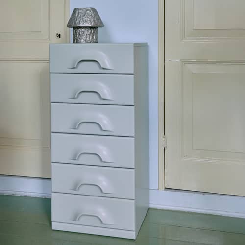 Commode Chest of drawers bois bleu / Chiffonnier 6 tiroirs - L 45 x P 40,5 x H 97,5 cm - HK LIVING - Gris bleuté - MDF laqué
