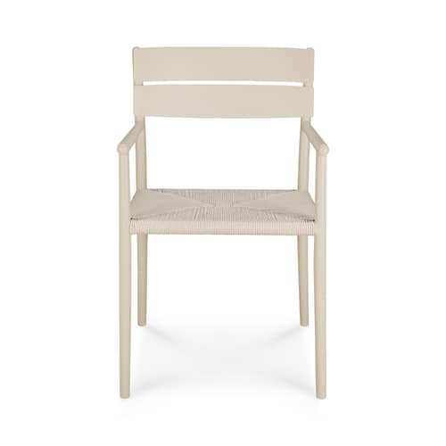 Fauteuil de repas Elin métal beige / Assise corde - Ethnicraft - Sable - Aluminium thermolaqué, Corde