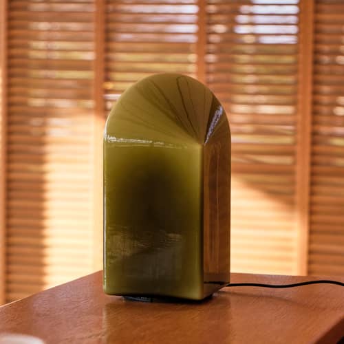 Lampe de table Parade LED verre vert / H 24 cm - Hay - Vert mousse - Verre