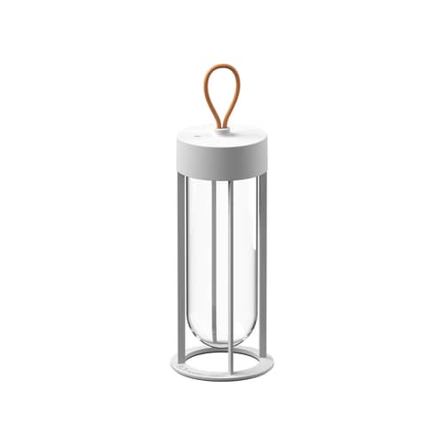 Lampe extérieur sans fil rechargeable In Vitro Unplugged LED métal verre blanc / By Starck - Flos - Blanc - Aluminium, Verre borosilicaté