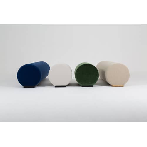 Place des Petits Pères Padded bench textile grey / L 60 cm - Exclusive - Lelièvre Paris - Pepper / Black ash tree - Fabric, Foam, Lacquered ash