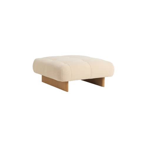 Pouf Quilton Lift tessuto giallo / 105 x 105 cm - Hay - Giallo tenue (tessuto Tartaglia 857) / Rovere - Rovere, Schiuma PU, Tessuto