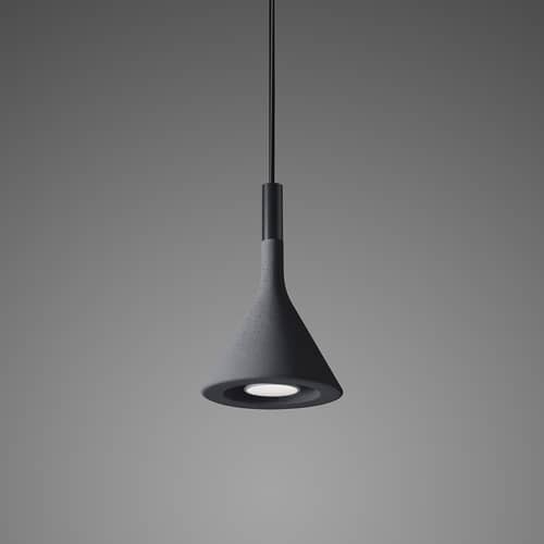 Sospensione Mini Aplomb pietra grigio nero / Cemento - Ø 11,5 x H 21 cm - Foscarini - Antracite - Calcestruzzo, Policarbonato laccato