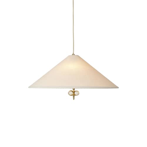 Suspension 1967 / Ø 56 cm - Sans contrepoids / Réédition 50\' - Gubi - Sans contrepoids / Beige & laiton - Laiton, Tissu