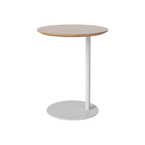 Table d\'appoint Pillar gris bois naturel / Ø 45 x H 54,7 cm - Chêne & acier - Bolia - Gris / Chêne - Acier laqué, Chêne massif huilé